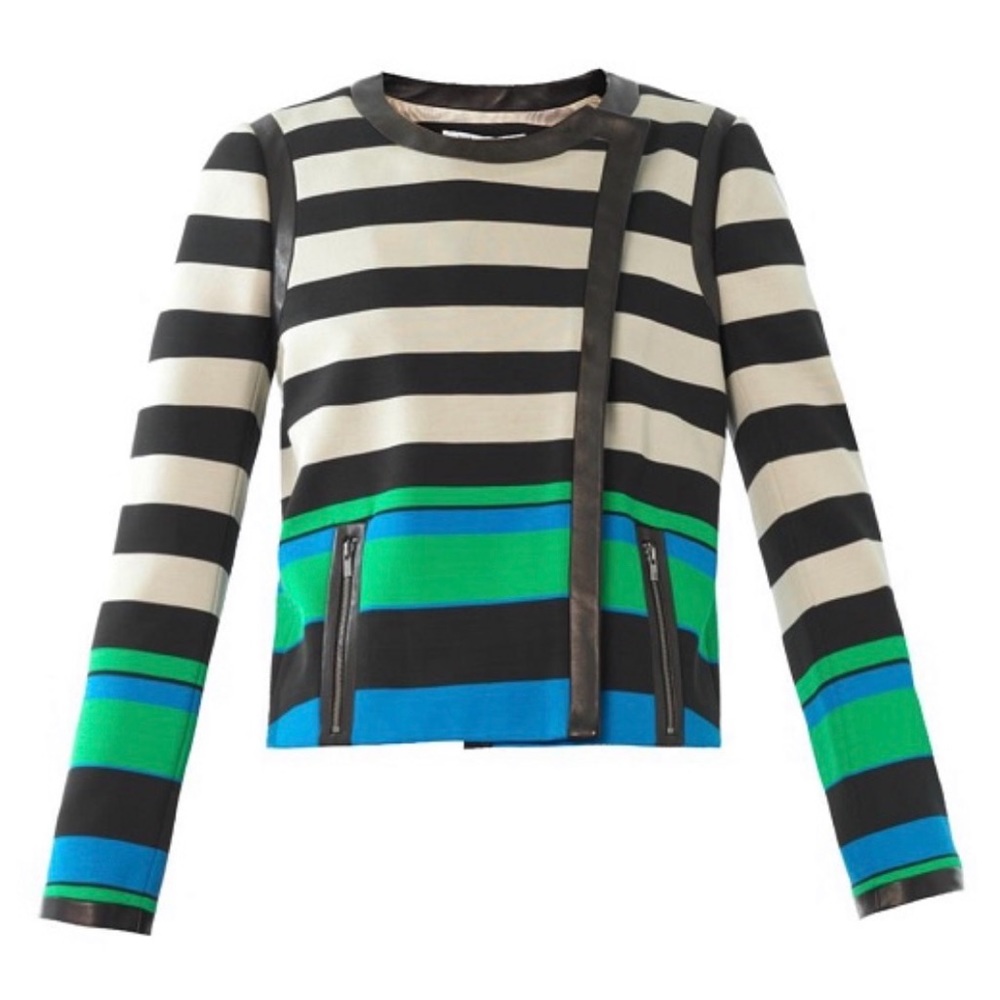 DVF CHINO/GREEN/
COSMIC BLUE/BLACK striped jacket 6